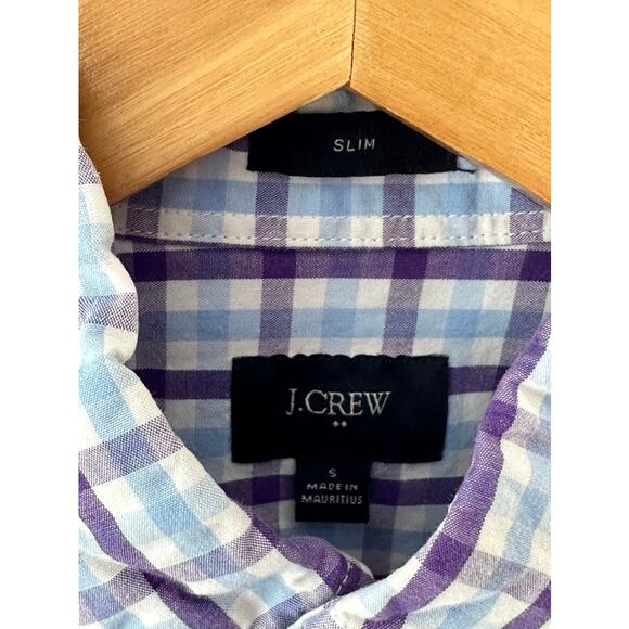 J. Crew Slim Fit Blue & Purple Check Print Long Sleeve Button-Up Shirt Small - Picture 6 of 6